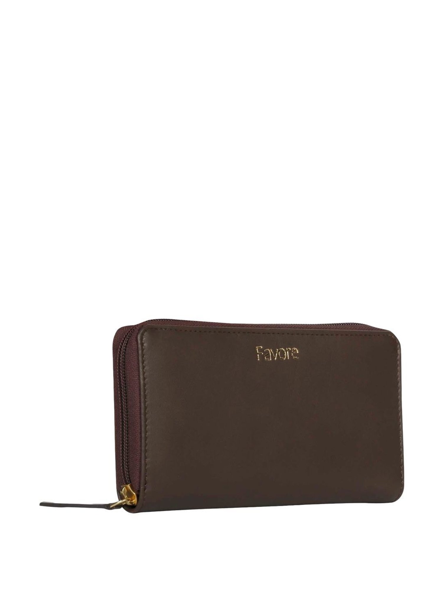 Favore Brown Logo Zip Around Wallet For Women