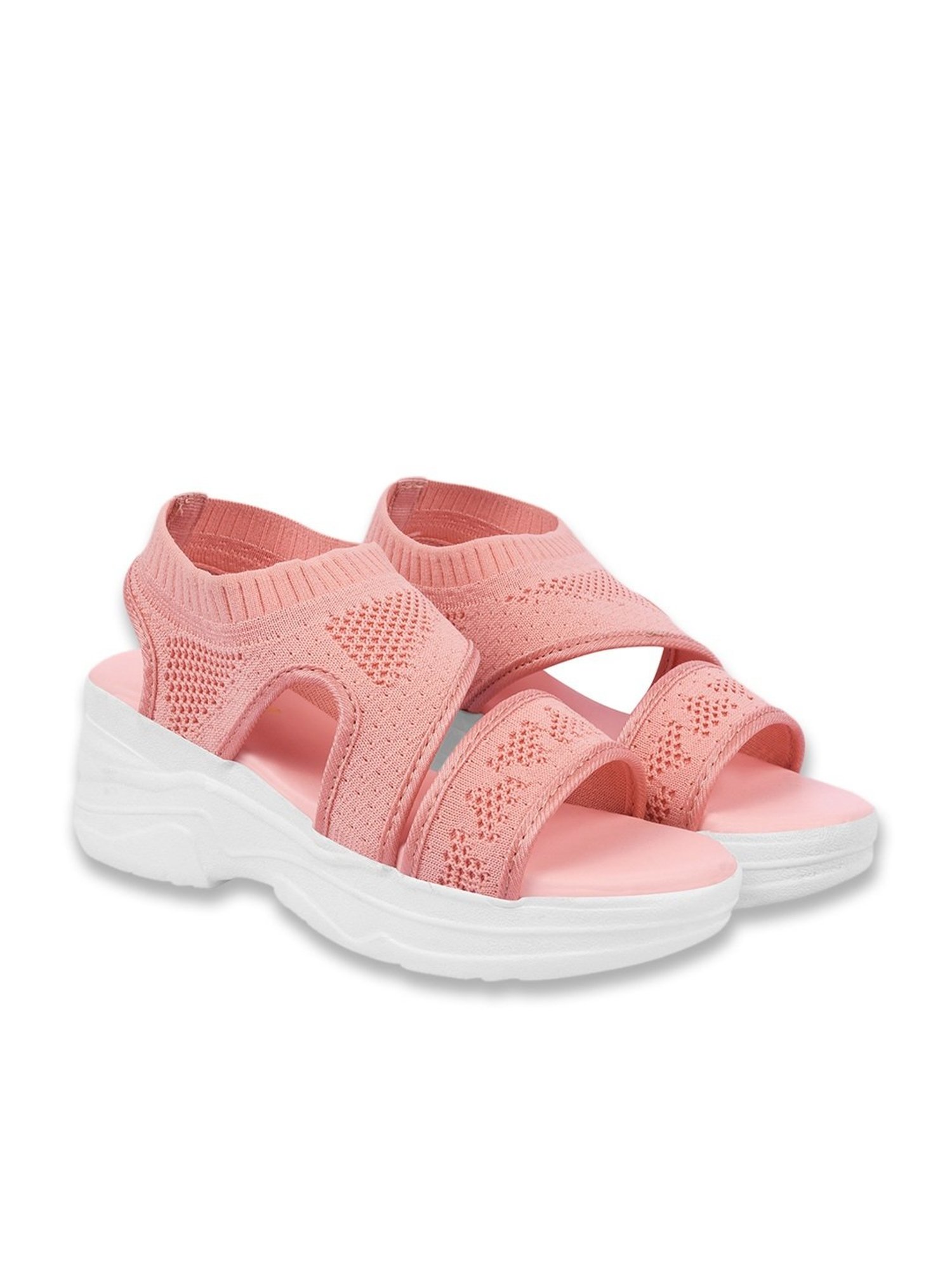 Shoetopia Women's Pink Ankle Strap Wedges