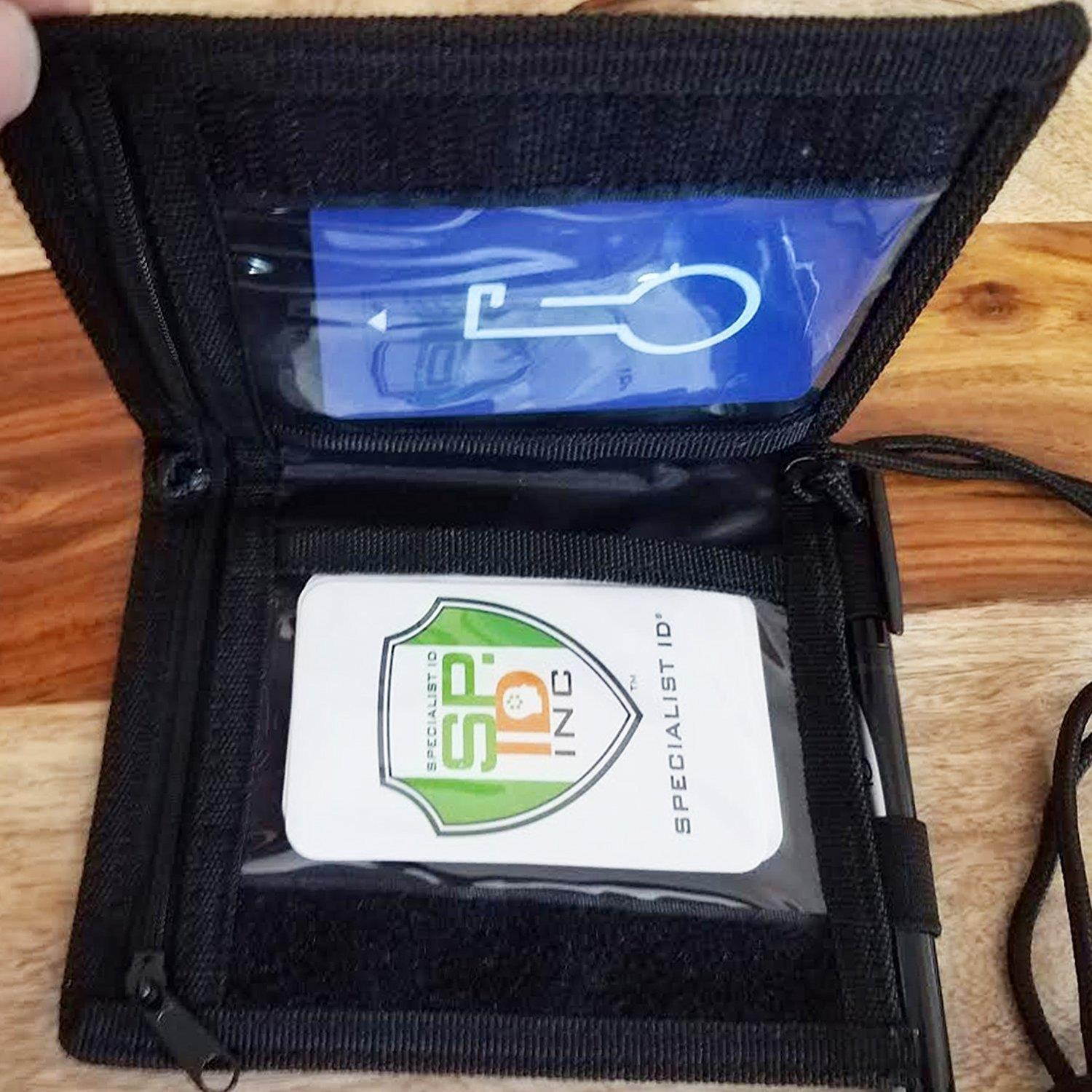 2 Pack - Ultimate 4 X 3 Nylon Credential Badge Holder for Trade Shows, Conventions & Travel - 5 Pockets, Zipper, Pen Holder and Adjustable Neck Cord by Specialist ID (Black)