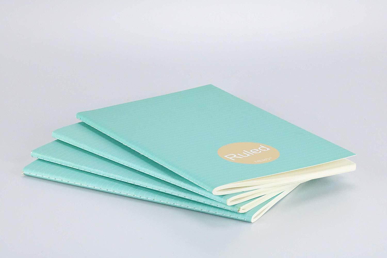 Miliko A5 Essential Series Softcover Ruled Notebook/Journal/Diary Set-8.27"x 5.67", 4 Unique Designed Notebooks per Pack(RULED)