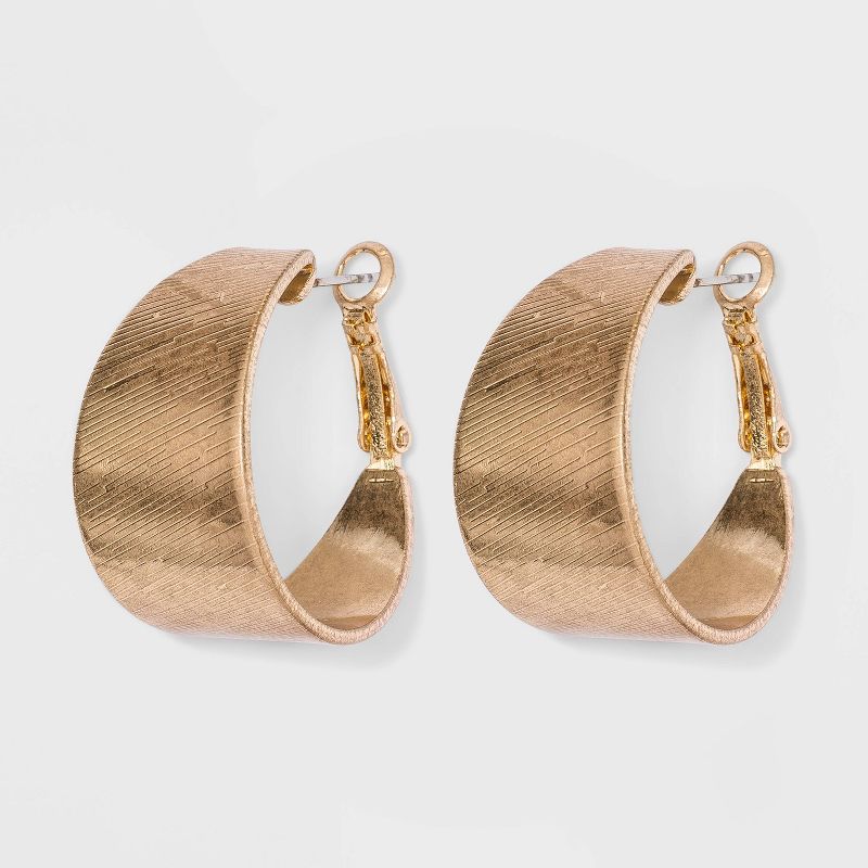 Worn Gold Hoop Earrings - Universal Thread™ Gold