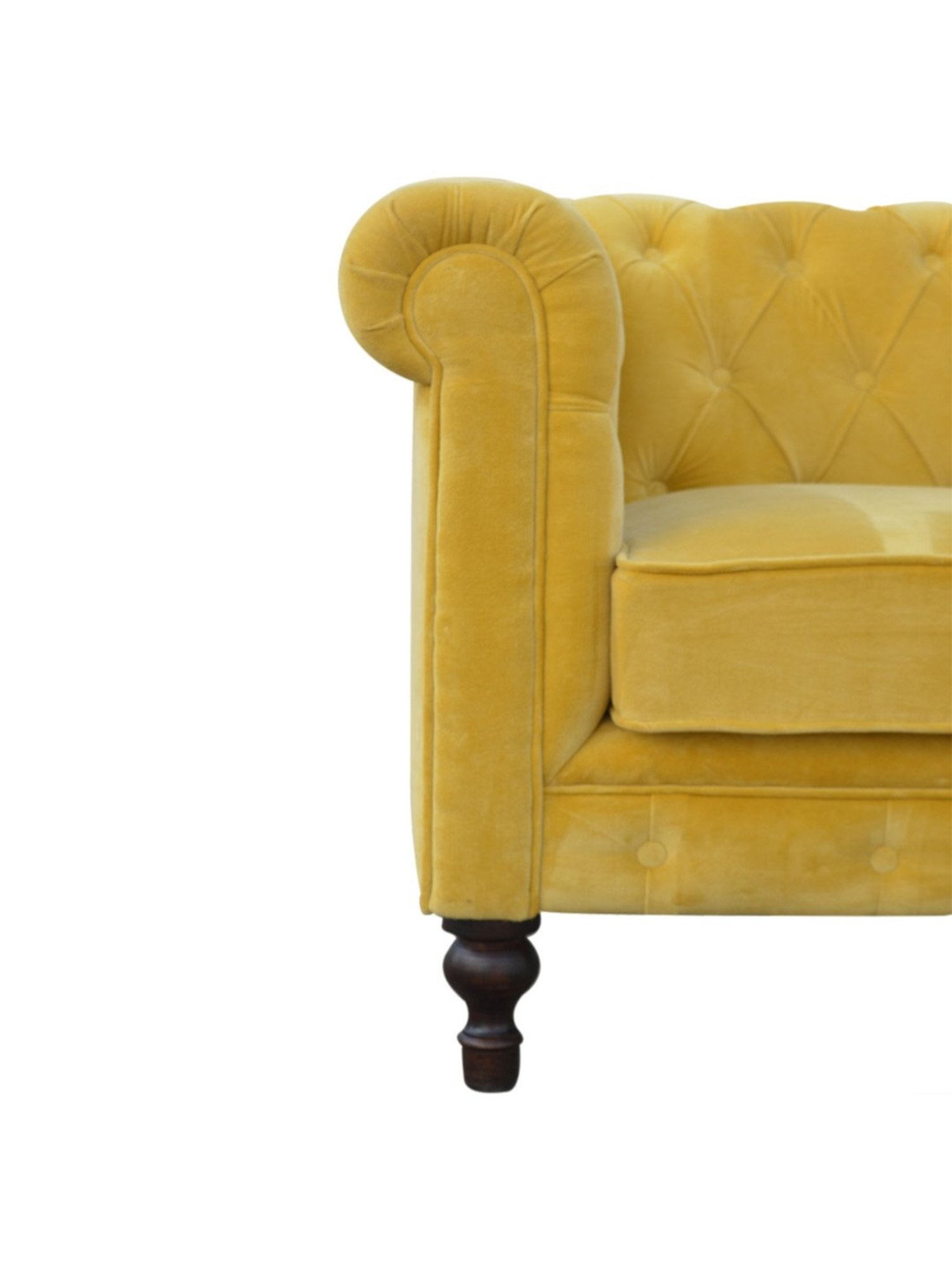 Artisan Furniture Chesterfield Quilted Yellow Wood 2 Seater Sofa