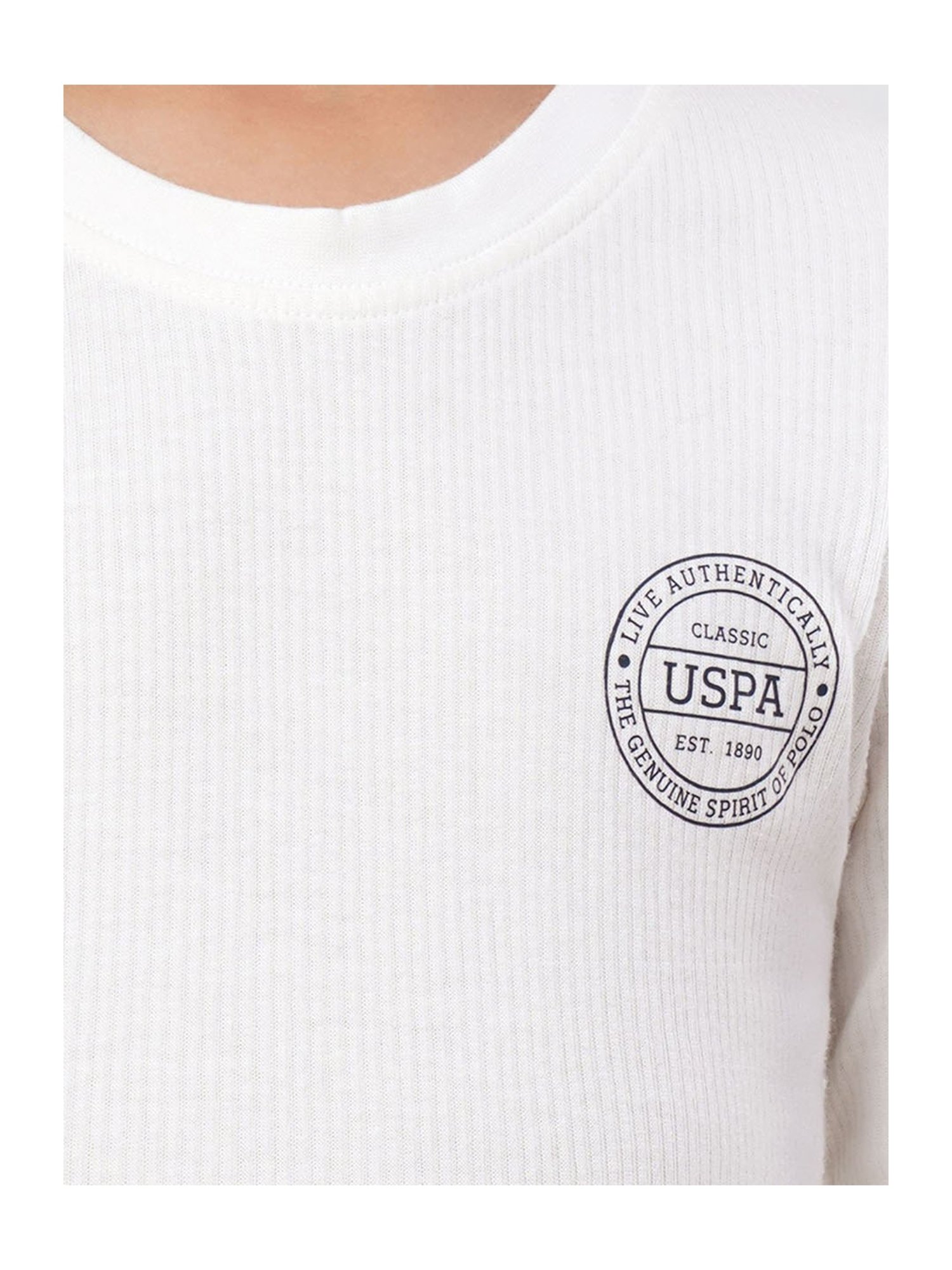 U.S. Polo Assn. Kids White Solid Full Sleeves Thermal T-Shirt