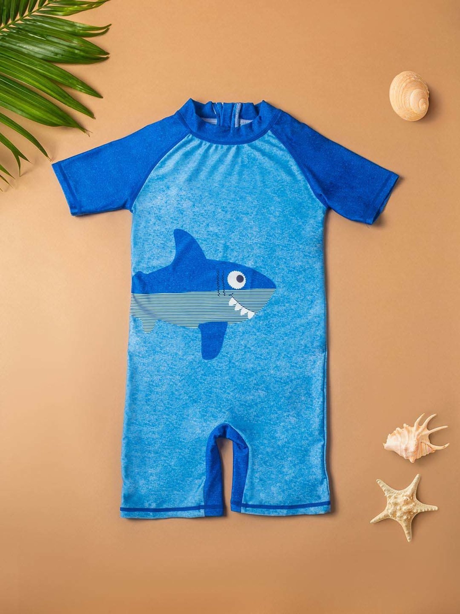 Baby Moo Kids Blue Printed Swimming Costume
