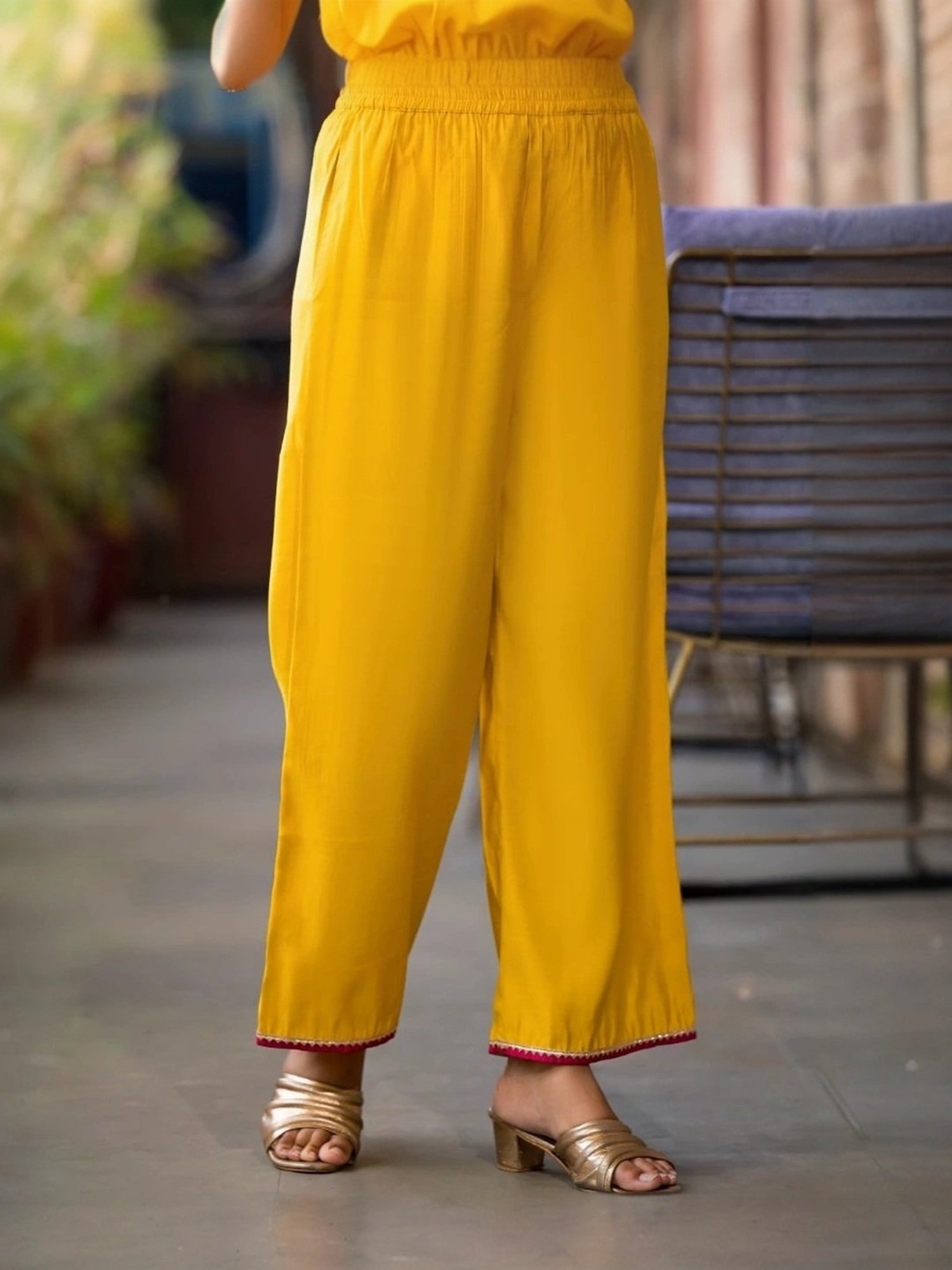 Juniper Yellow Embroidered Kurta Pant Set With Dupatta