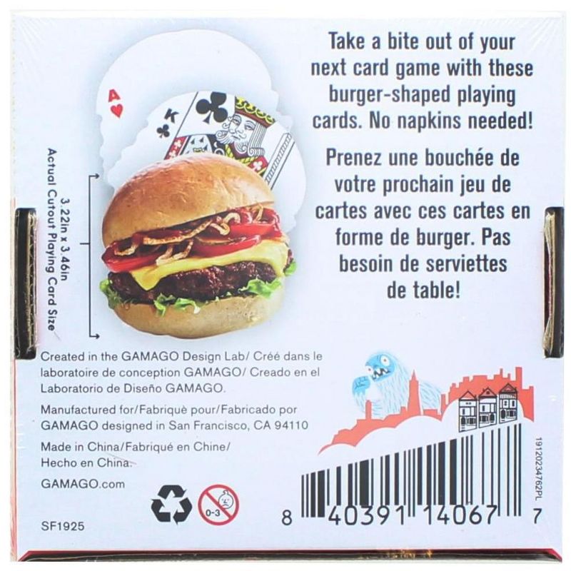 Gamago Hamburger-Shaped Playing Cards | 52 Card Deck + 2 Jokers