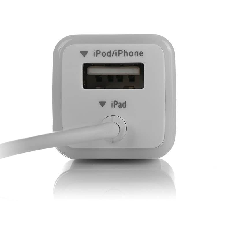 Certified iPhone Lightning Car Charger for iPhone 11 X XR XS 8 8 Plus 7 7 Plus 6S 6S Plus 6 Plus SE 5S iPad Pro Air 2 Mini 4 with Extra USB Port White