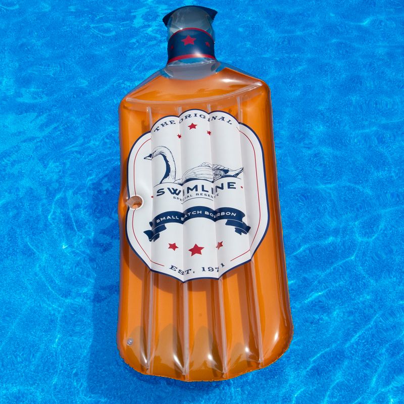 Swimline 92" Inflatable Bourbon Bottle 1-Person Swimming Pool Float - Brown/Black