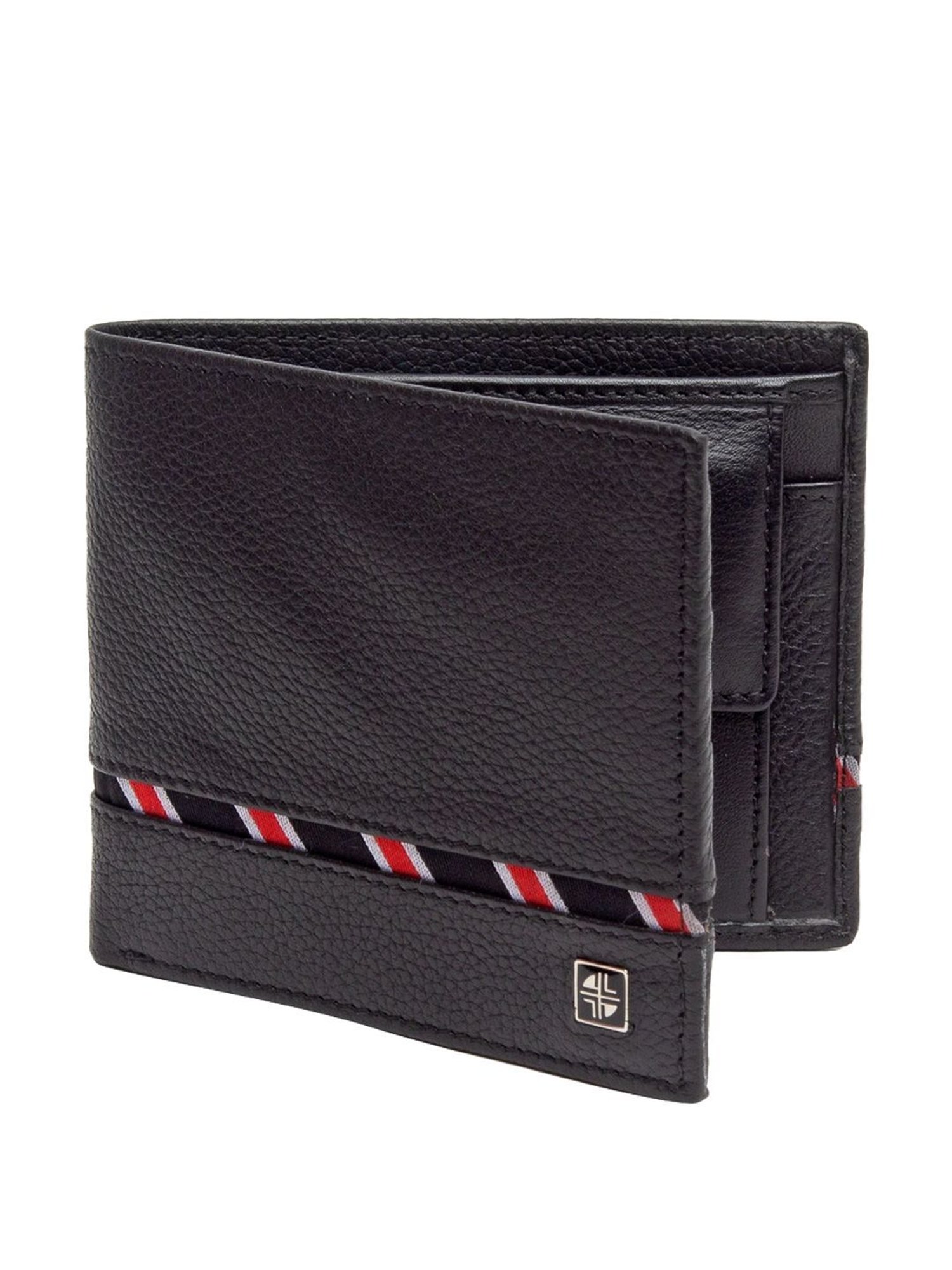 Carlton London Black Formal Leather Bi-Fold Wallet For Men
