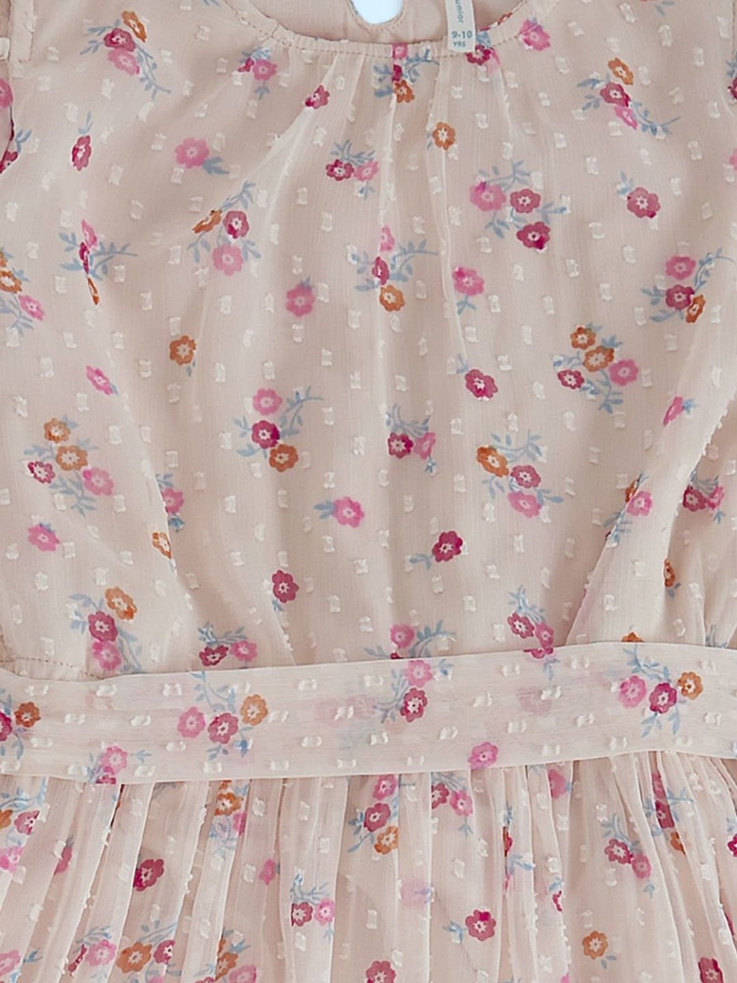 Pantaloons Junior Peach Cotton Floral Print Dress