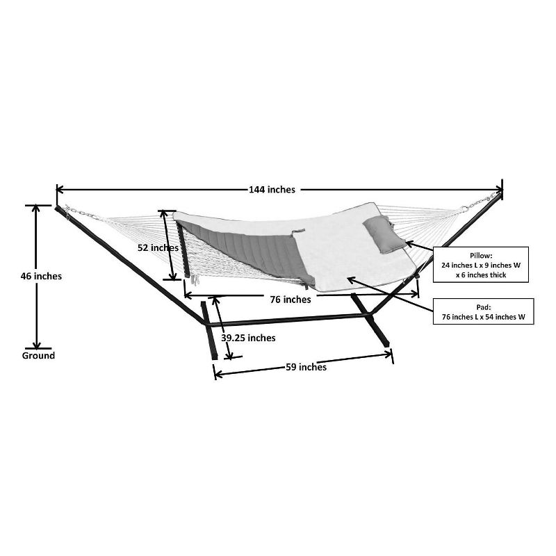 Patio 12' Hammock & Stand Set - Natural/Red/Brown
