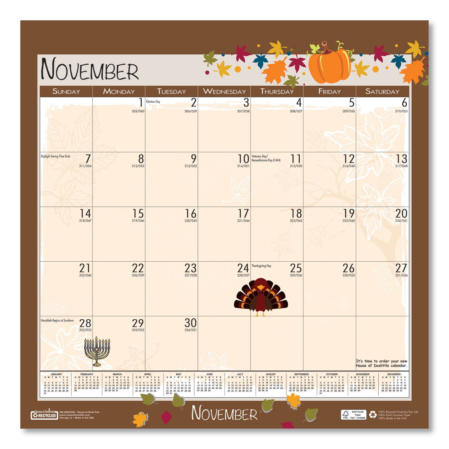 House of Doolittle 100% Recycled Seasonal Wall Calendar 12 x 12 2021 338