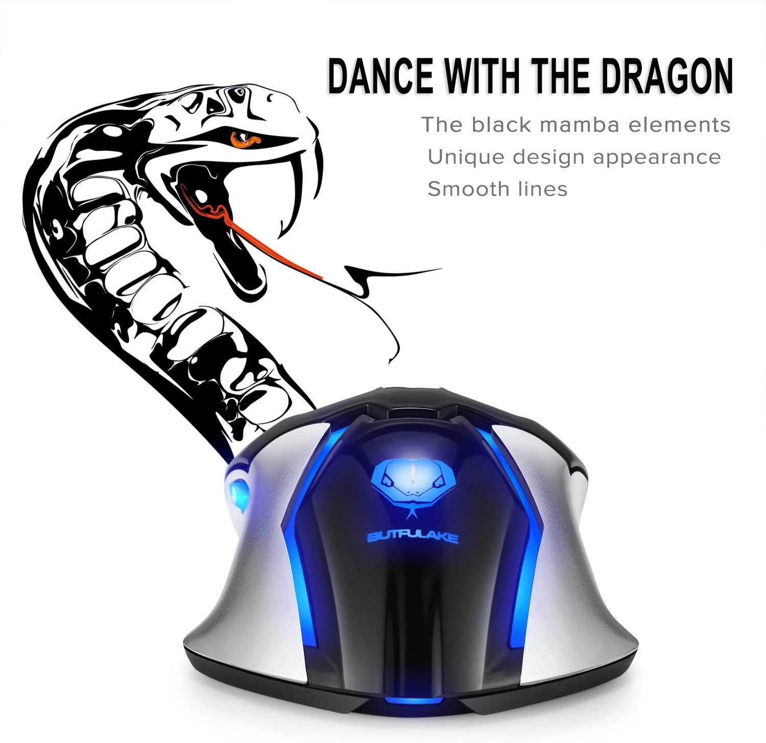 Gaming MouseUSB Wired PC Gaming Mice 3200 DPI with 4 Adjustable Levels Comfortable Ergonomic Grip Design with Blue LED 6 Programmable Buttons for PCNotebook MacBook Windows Vista Linux - Blue