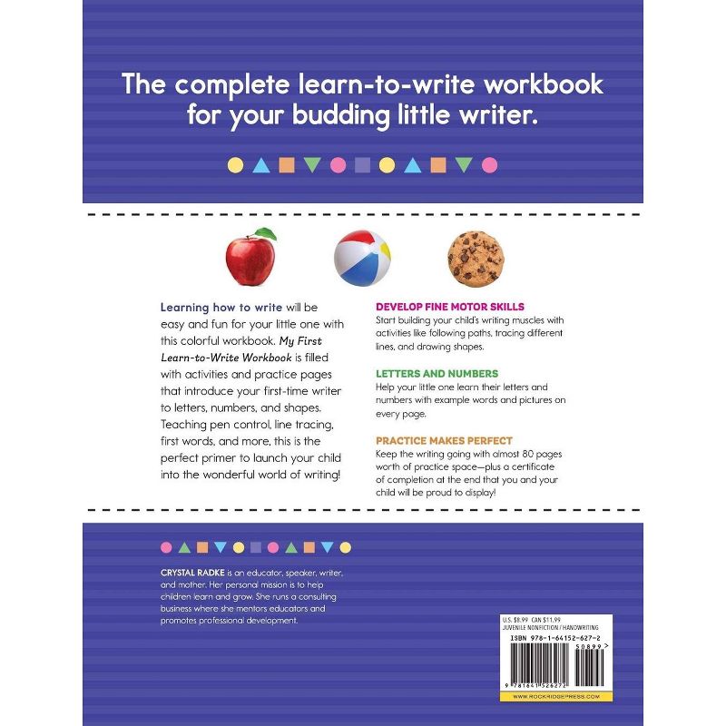 My First Learn to Write Workbook - (Kids Coloring Activity Books) by Crystal Radke (Paperback)