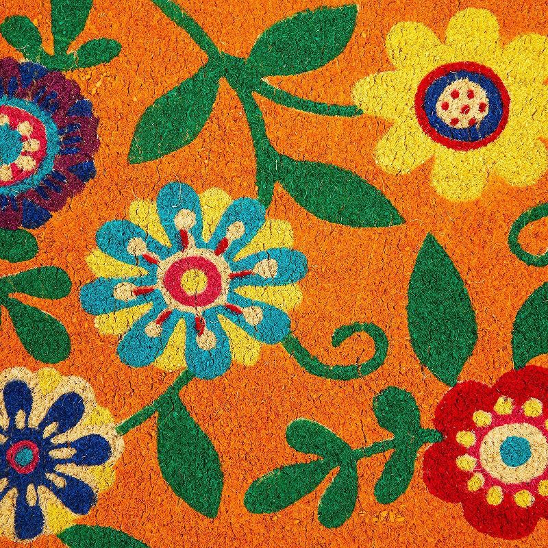 Juvale Floral Coir Doormat Welcome Front Door Mat Indoor Outdoor Rugs 17"x30"
