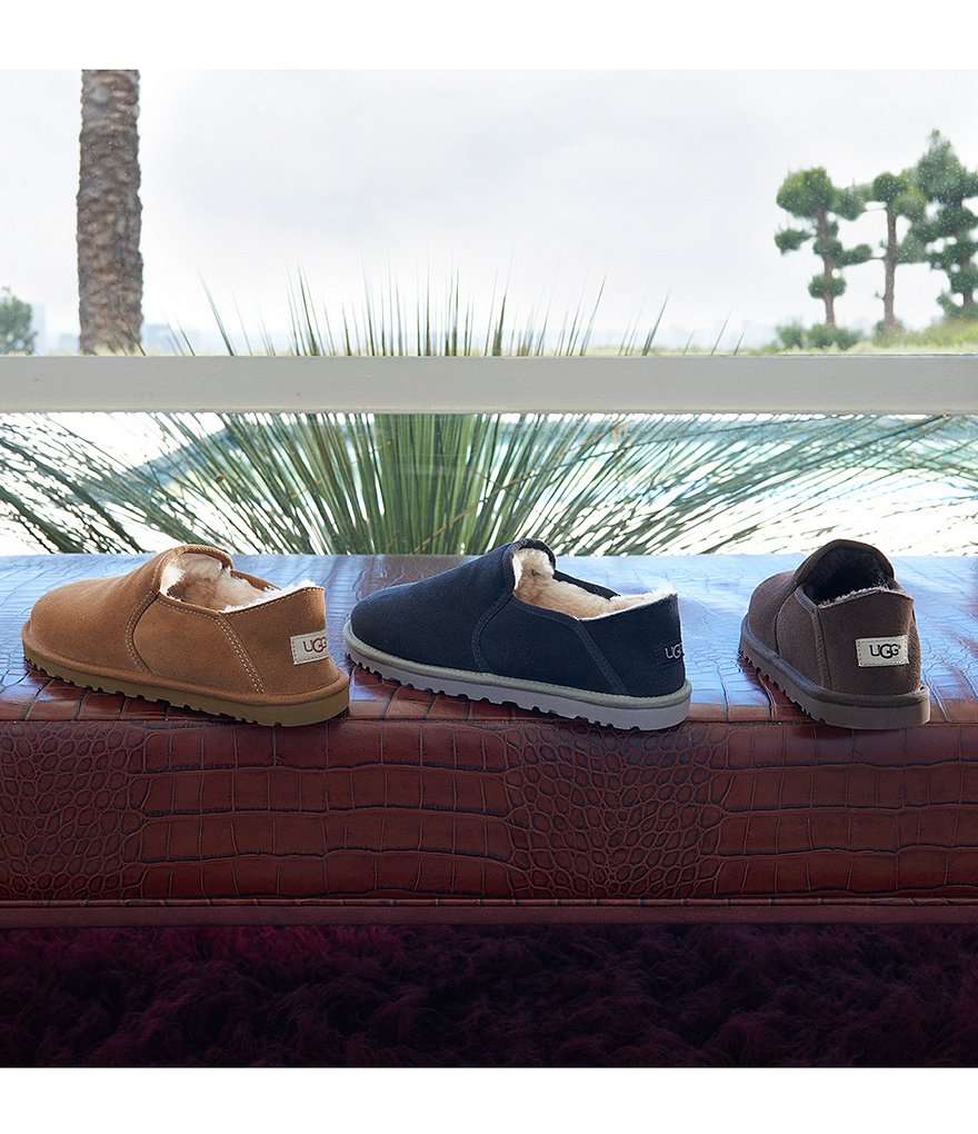 UGG&reg; Men's Scuff Logo Suede Slippers