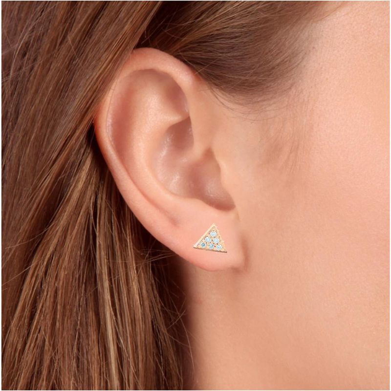 Pompeii3 14k Rose Gold Triangle Pave 1/10Ct Diamond Studs Womens Earrings