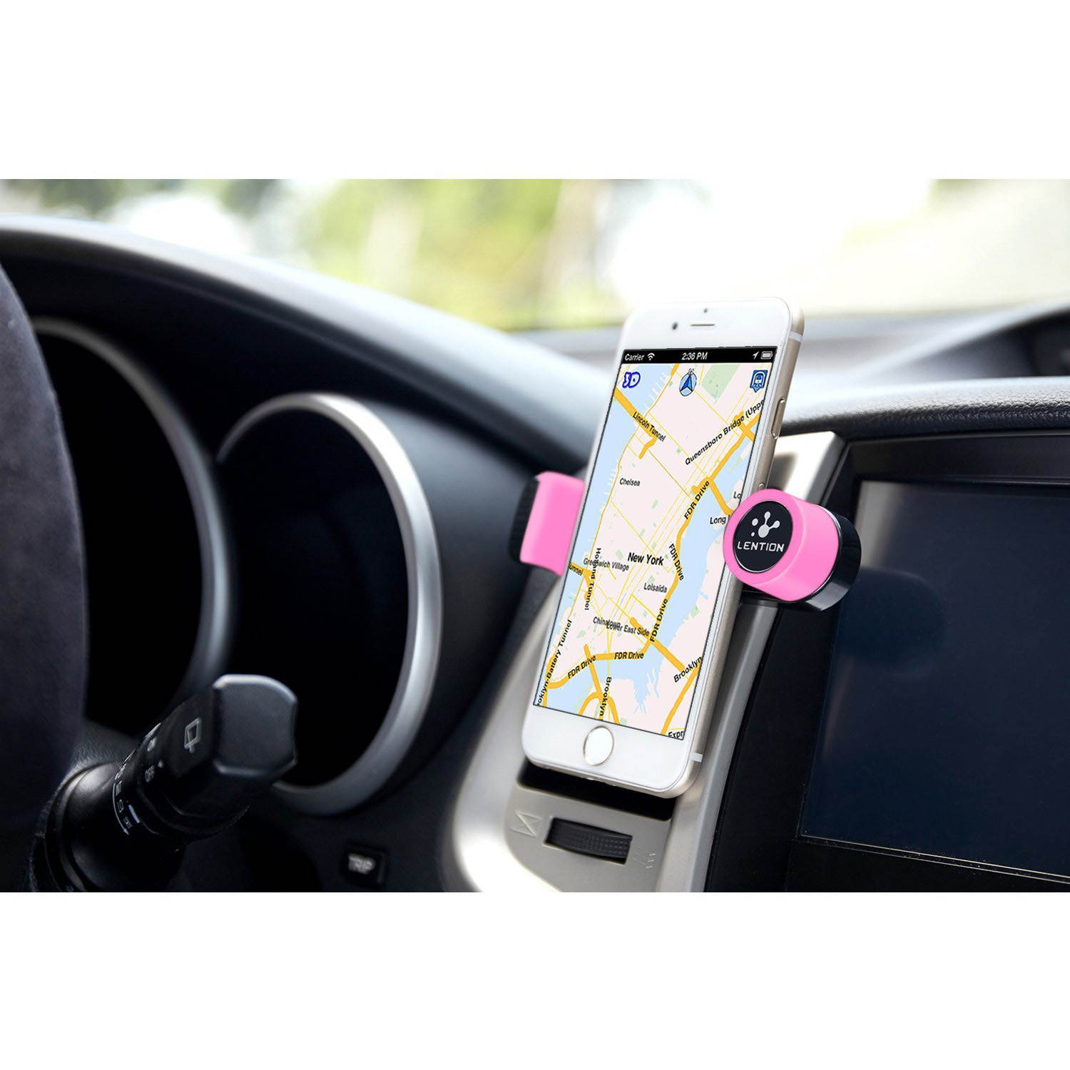 LENTION Air Vent Phone Holder, Mobile Clip Stand Car Mount for 3.5 Inch - 6 Inch iPhone, iPod, Smart Phone, PSP, GPS - Red