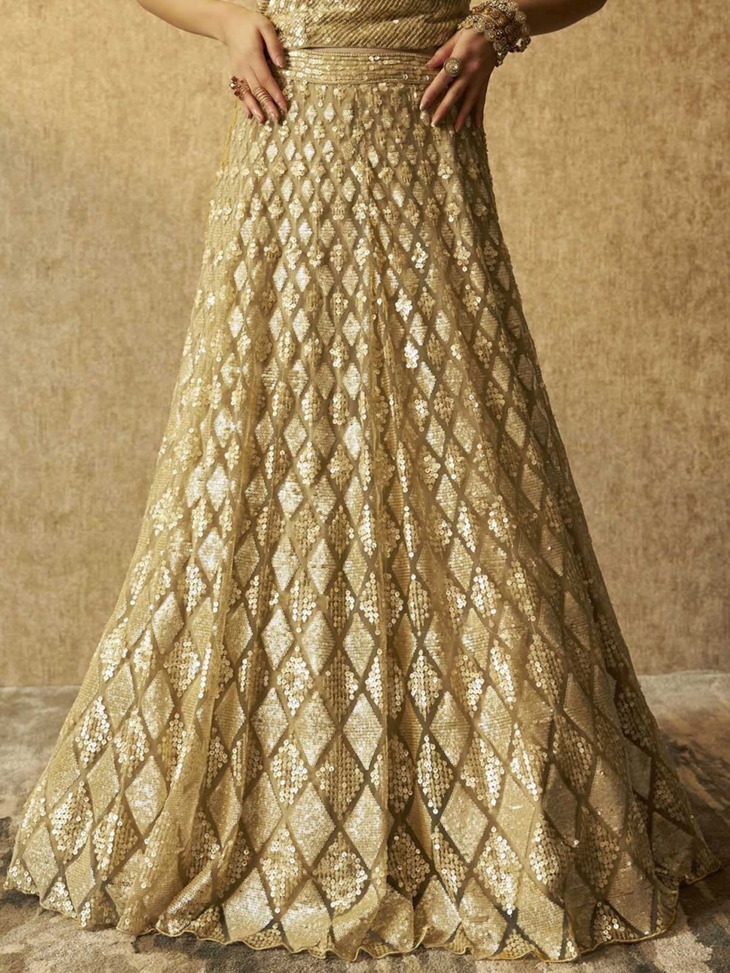 Silk Land Beige & Blue Woven Pattern Semi Stitched Lehenga Choli Set With Duppata