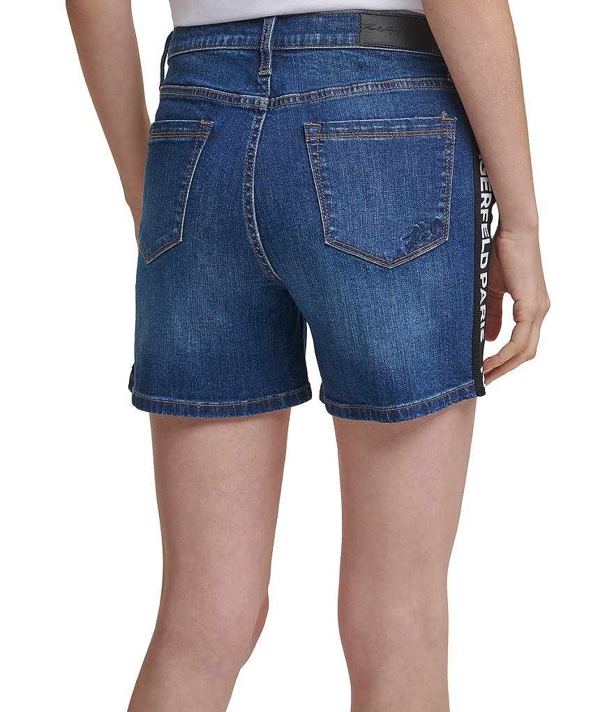 KARL LAGERFELD PARIS Logo Taping Denim Shorts