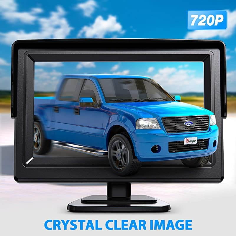Backup Camera ERT01 with 4.3 inch Monitor License Plate Back Up Camera for Car Pickup Truck SUV Rear View Camera Backing Reverse Camera Crystal Clear Image IP69 Waterproof Nice Night Vision