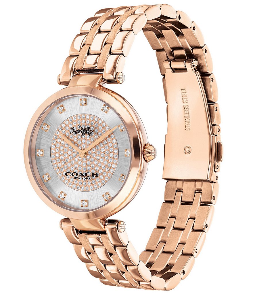 COACH Park Crystal and Rose Gold Bracelet Watch