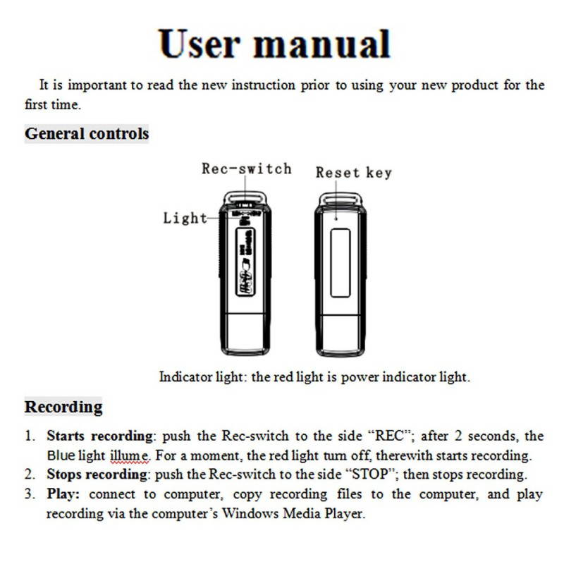 USB Memory Stick Portable Rechargeable 8GB Digital Voice Recorder Record Pen Dictaphone(Black)