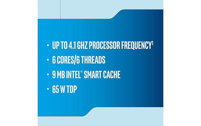 Intel Core i5-9400 Desktop Processor - 6 cores & 6 threads - Up to 4.1 GHz CPU Speed - Compatible w/ Motherboards w/ Intel 300 Series Chipsets