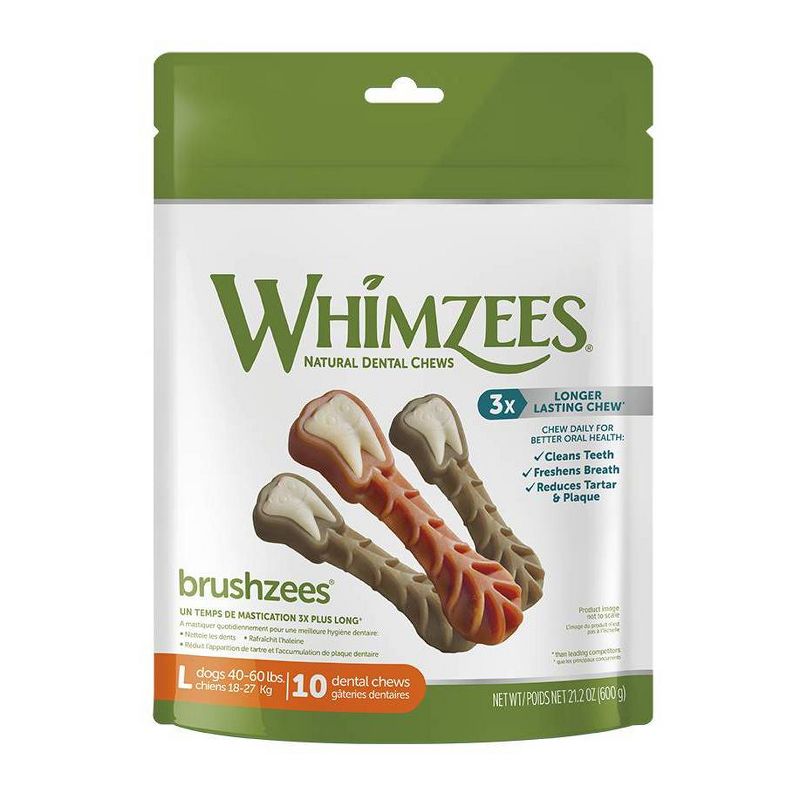 WHIMZEES Brushzees Value Bag Large Dental Dog Treats - 21.2oz