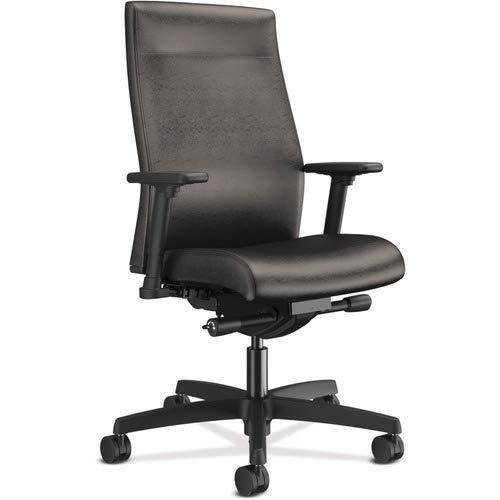 HON Ignition Adjustable Back Height Task Chair - Vinyl Seat - Vinyl Back - Black Frame - 5-star Base - Black - 27" Width