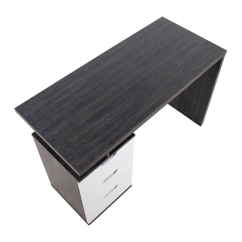 Quinn Contemporary Computer Desk Wood Charcoal/White - LumiSource