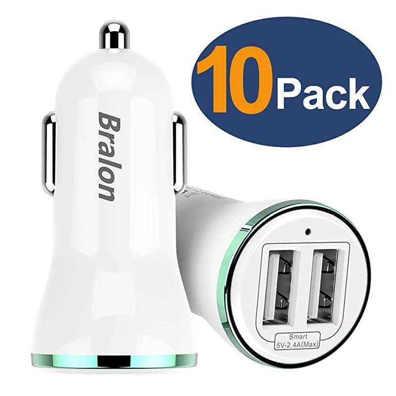Car Charger10Pack 12W 24A Dual USB Car Charger Adapter with Smart ID Compatible with iPhone 11 Pro Xs Max Xr X 8 7 6 SE PlusiPad TabletGalaxy Note S10 S9 S8 S7 S6LG and More