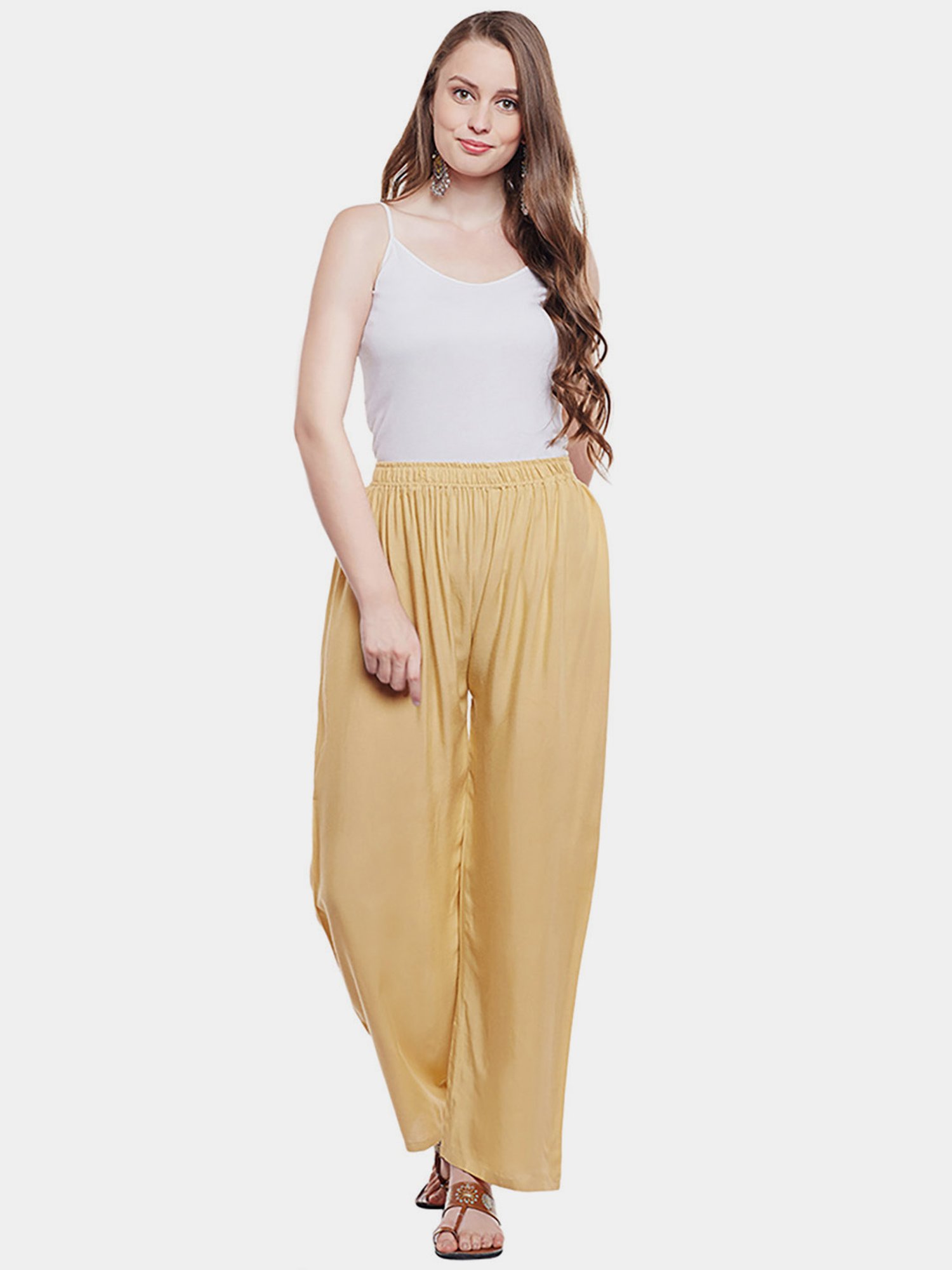 Castle Beige Straight Fit Palazzos