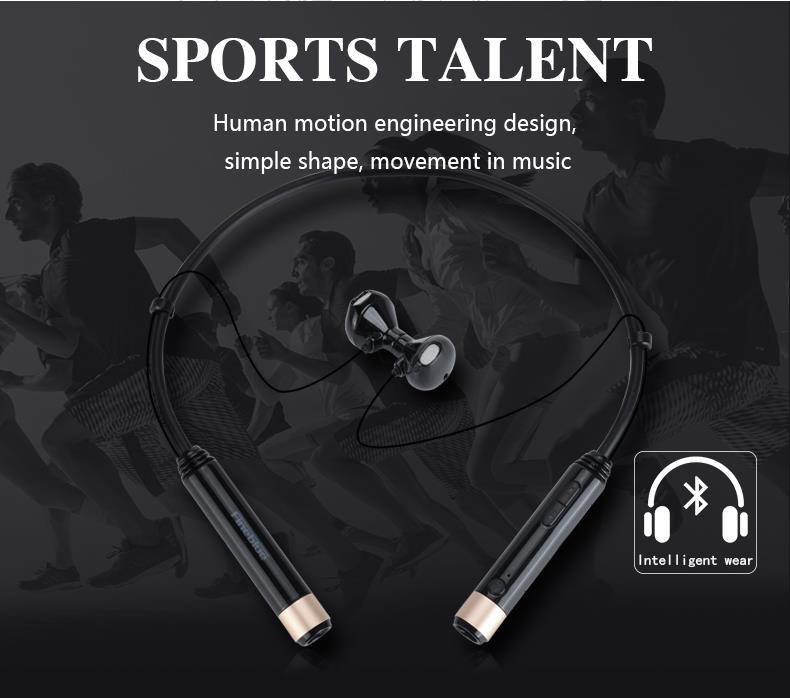 Fineblue FD600 Wireless NFC auriculares Bluetooth Stereo Headset Earphone Anti Lost Vibration Voice Prompt Sport Headphone - Black Gold