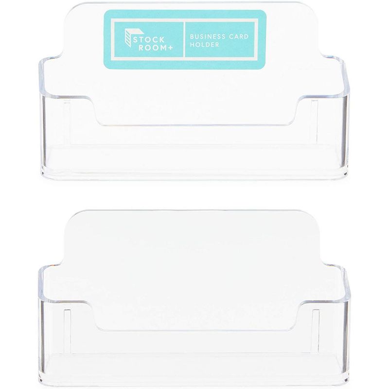 Stockroom Plus 8-Pack Clear Plastic Desktop Business Card Holder Name Card Display Stand, 3.75 x 1.8 x 1.15 in