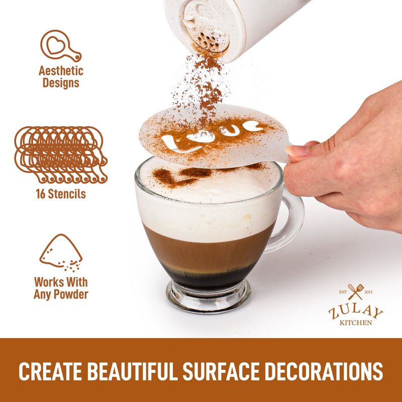 Stencils for Latte Art (16 Pack) with Various Designs to Style your Morning Coffee
