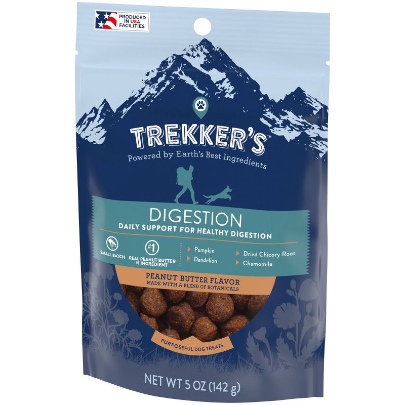 Trekker's Digestion Peanut Butter Flavor Chewy Dog Treats - 5oz Pouch