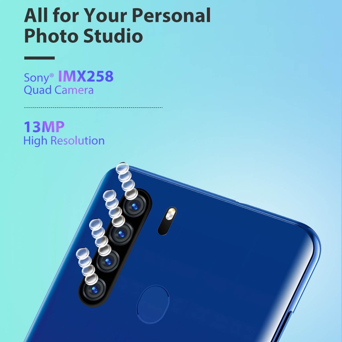 Unlocked Smartphone, Blackview A80 Plus, 4GB+64GB, Face ID & Fingerprint Identification, 4680mAh Battery, 6.49 inch Android 10.0 MTK6762V/WD Octa Core up to 1.8GHz, Network: 4G, Dual SIM, NF