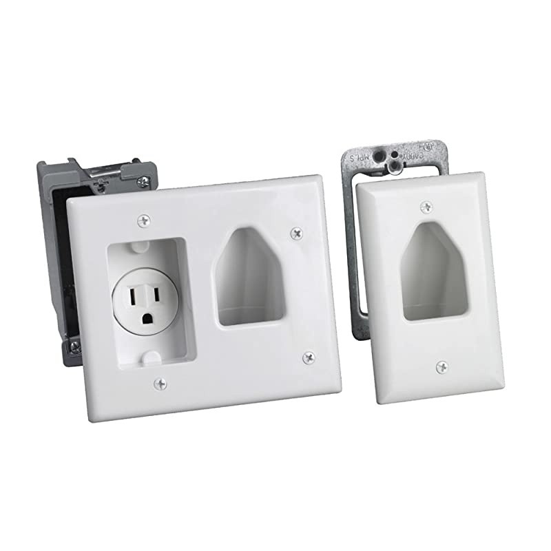 Electronics 503321WHKIT Flat Panel TV Cable Organizer Remodeling Kit with Power Outlet White