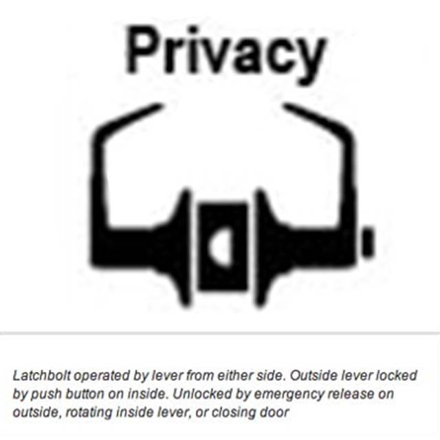 Maxtech, LKLE13012R-26, Satin Chrome US26D, Privacy Bed & Bath Grade 2 Commercial Cylindrical ADA Curved Lever Lockset