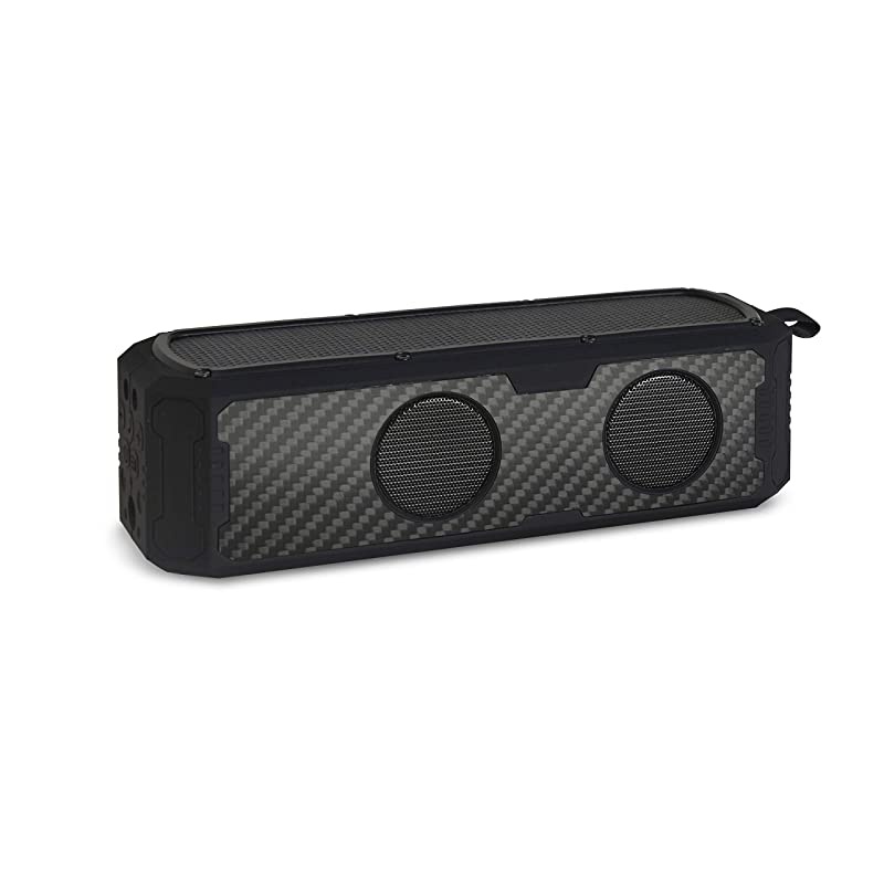 Solar Speaker - Solar Powered Portable Bluetooth Speaker with Carbon Fiber Exterior, 60 hrs Music Playtime, Phone/Tablet Charging Capability, Water Resistant Splash Proof by  Shop (Black)