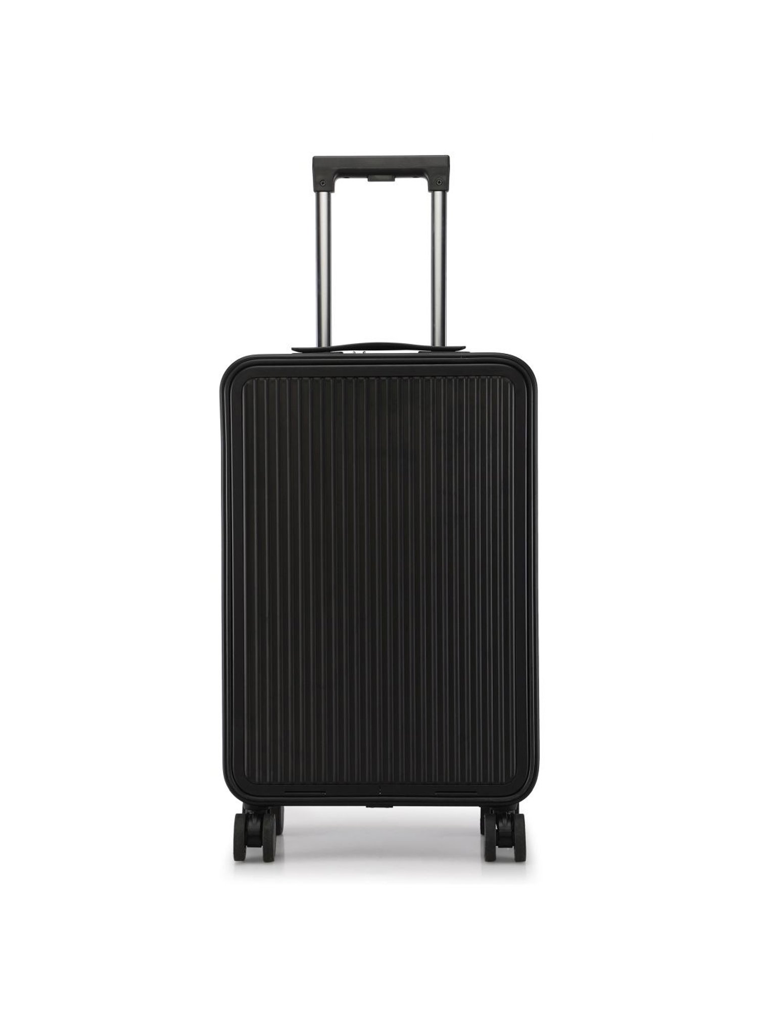 Perquisite Aluminium Trolly Black Textured Hard Cabin Bag - 56 cm