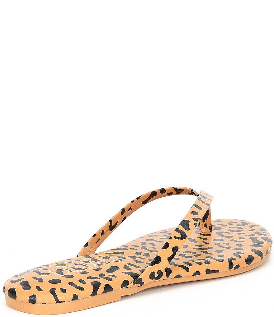Deltan Hula Leopard Print Leather Thong Sandals