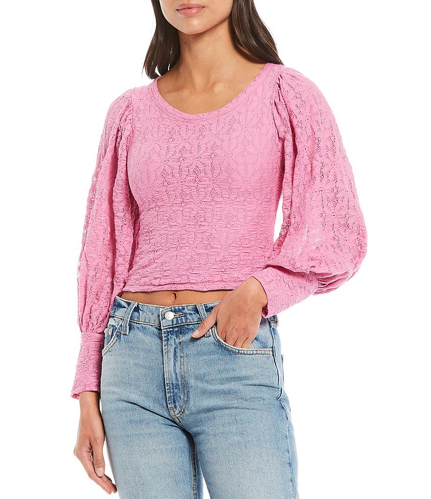 Free People Tea Time Long Puff Sleeve Top