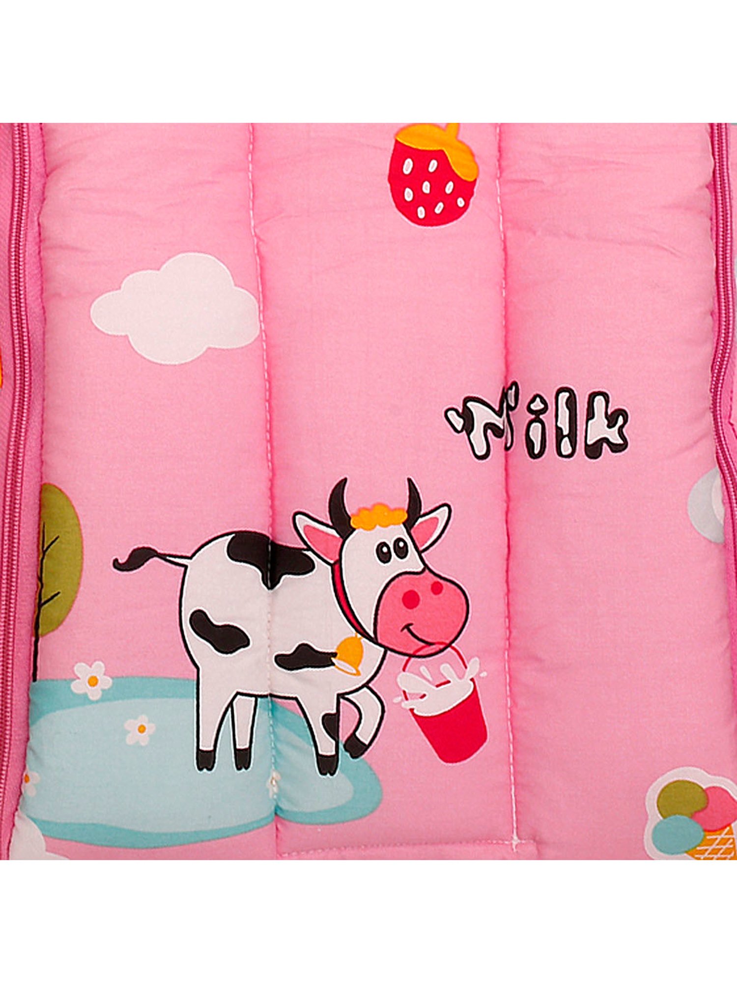 Baby Moo Vintage Ride Yellow Mattress with Fixed Neck Pillow and Bolsters
