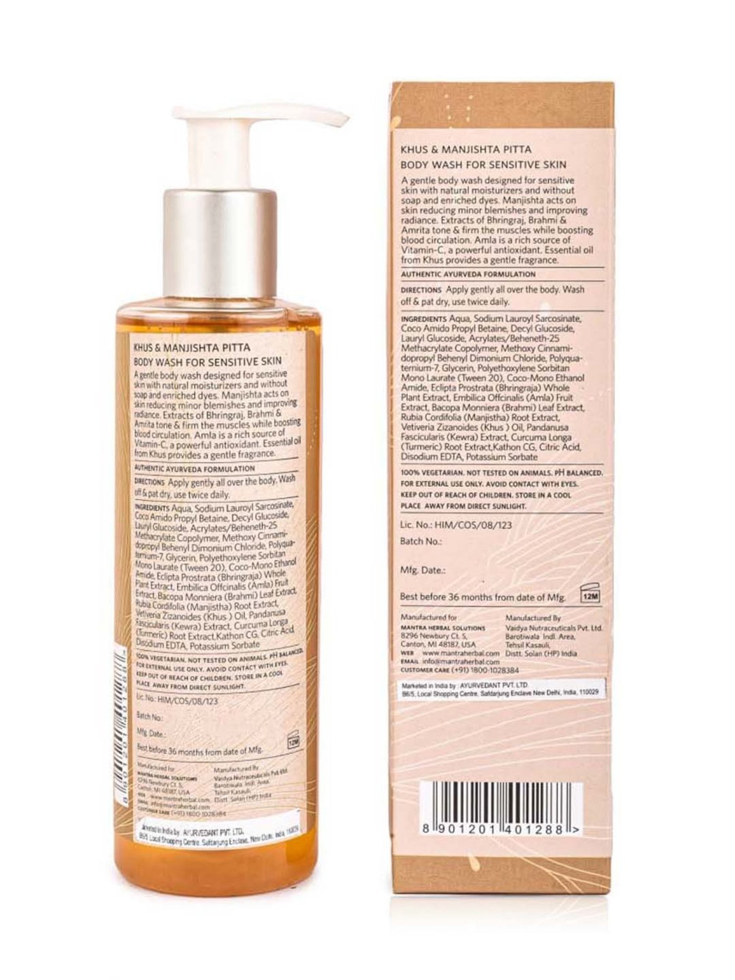 Mantra Herbal Khus and Manjistha Pitta Body Wash for Sensitive Skin - 250 ml
