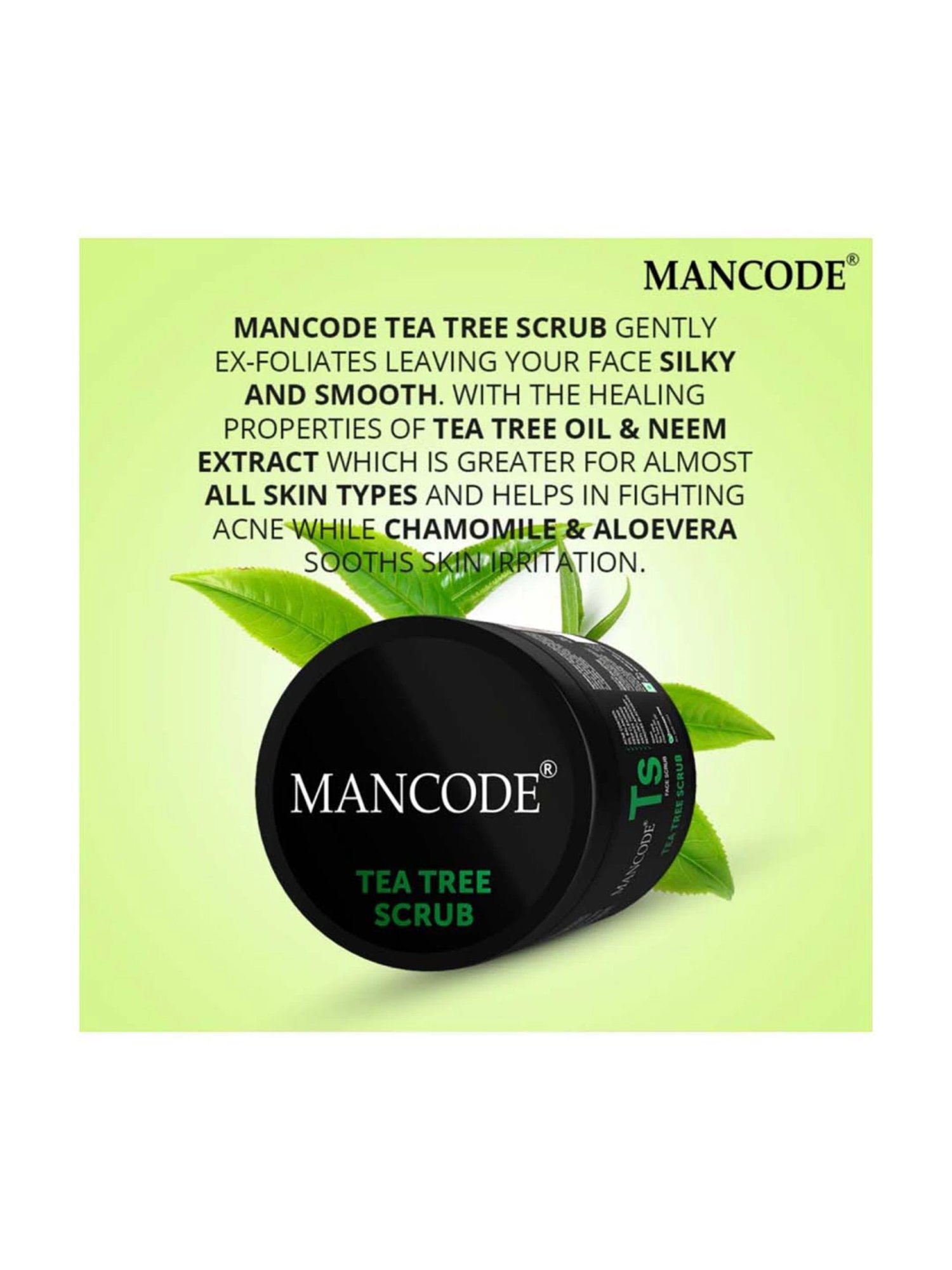 Mancode Geranium & Tea Tree Beard Oil & Tea Tree Soap & Tea Tree Scrub (Pack of 3)