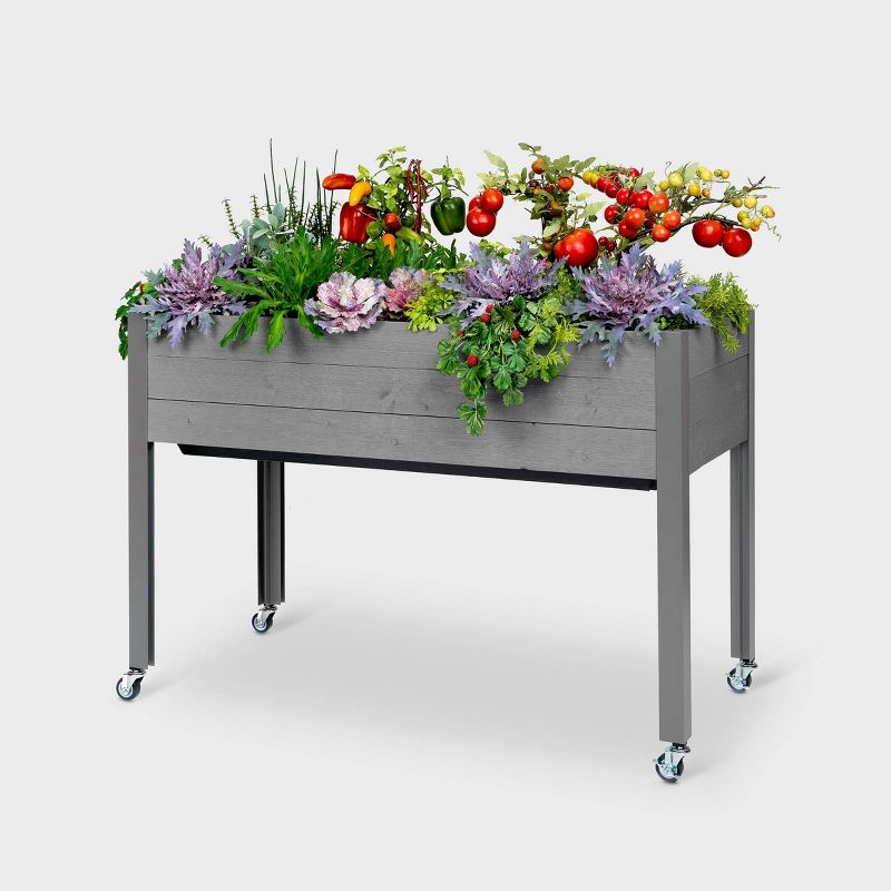 21" x 47" Self-Watering Rectangular Wooden Planter Gray - CedarCraft