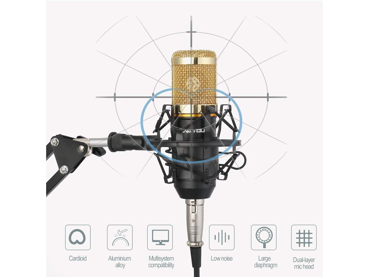 gold--BM800 Professional Suspension Microphone Kit Studio Live Stream Broadcasting Recording Condenser Microphone Set
