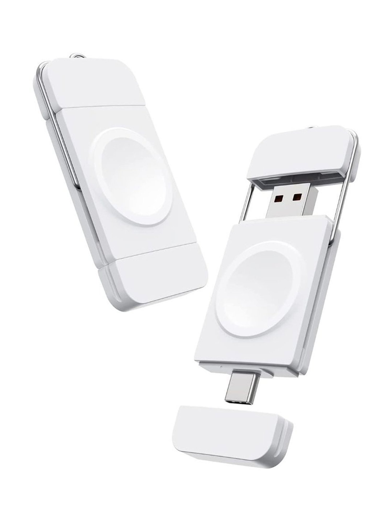 UNIGEN UNIPORT Magnetic Watch Portable Charger with USB-C & USB-A Port (White)